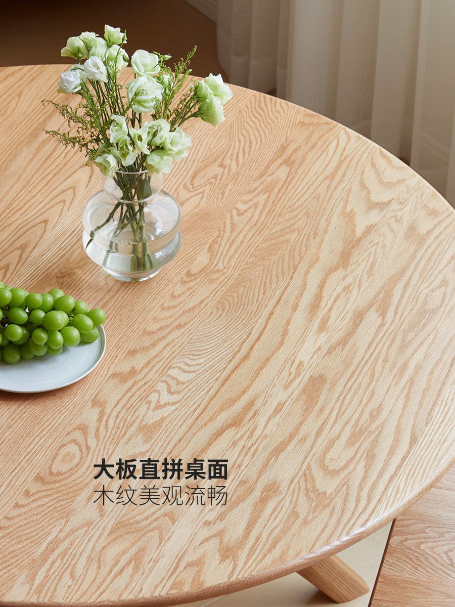 实木圆桌圆形餐桌现代简约饭桌小户型原木风吃饭桌子